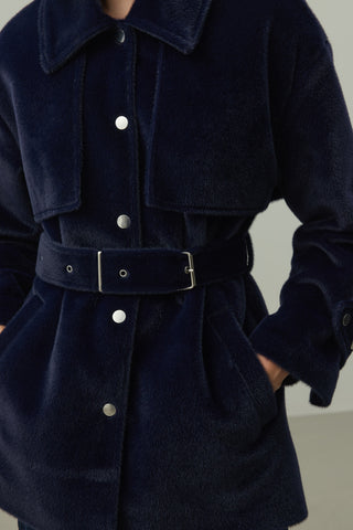 Rüzgarlık Detaylı Ceket Kaban Lacivert