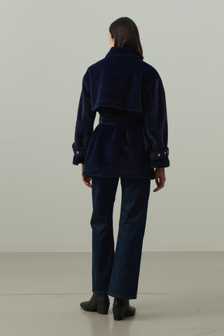 Rüzgarlık Detaylı Ceket Kaban Lacivert