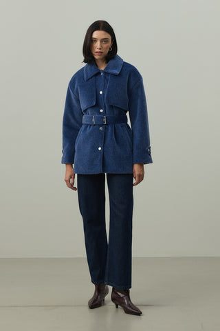 Rüzgarlık Detaylı Ceket Kaban Mavi