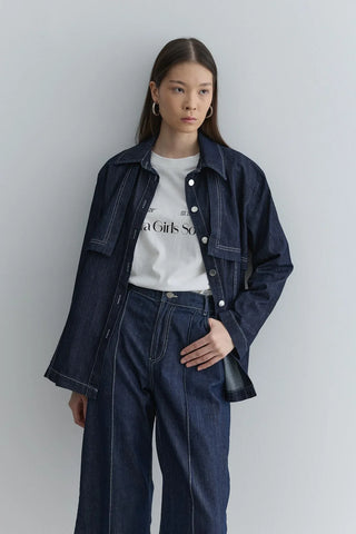 Rüzgarlık Detaylı Denim Ceket Lacivert - Fahhar Design