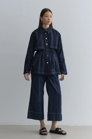 Rüzgarlık Detaylı Denim Ceket Lacivert - Fahhar Design