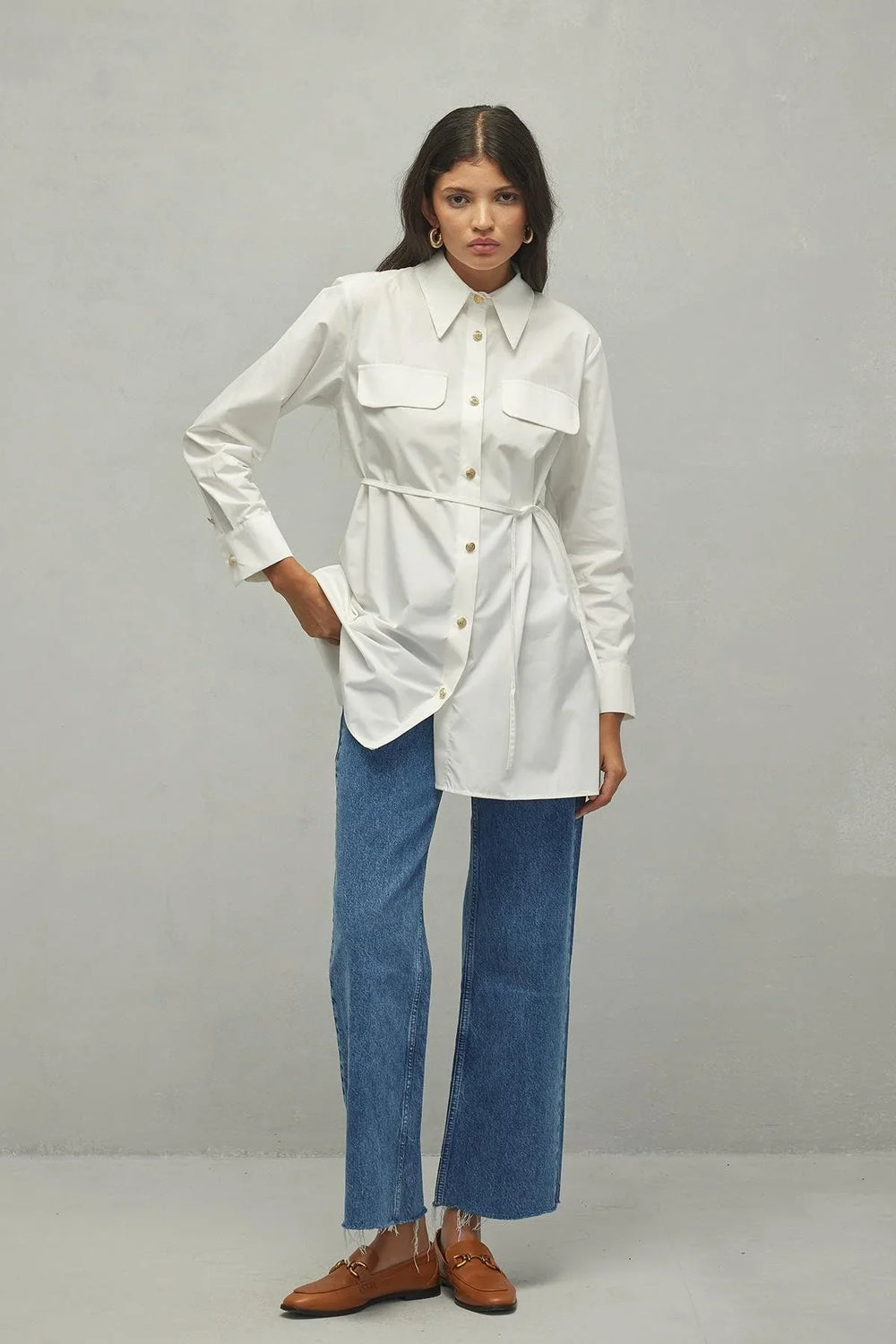 Windbreaker Detailed Shirt Ecru