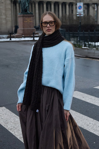 Saç Örgü Atkı Acı Kahve