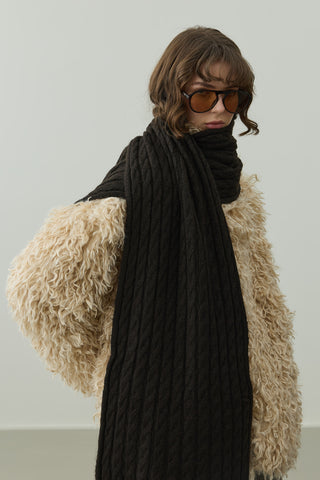 Saç Örgü Atkı Acı Kahve