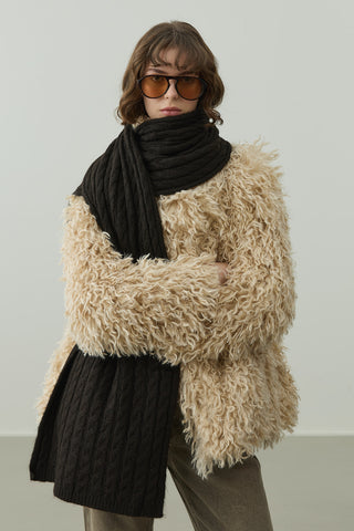 Saç Örgü Atkı Acı Kahve