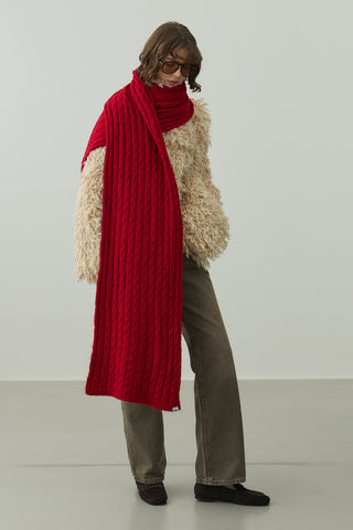 Saç Örgü Atkı Kırmızı