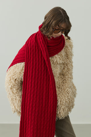 Saç Örgü Atkı Kırmızı