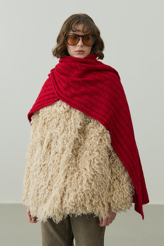 Saç Örgü Atkı Kırmızı