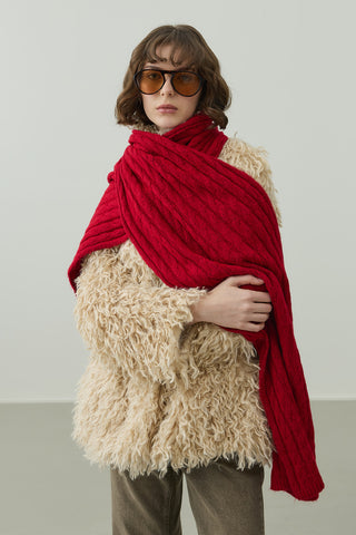 Saç Örgü Atkı Kırmızı