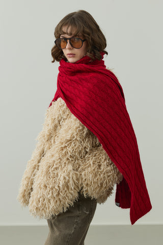 Saç Örgü Atkı Kırmızı