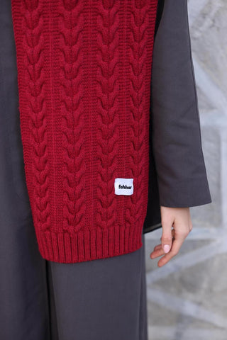 Saç Örgü Atkı Kırmızı