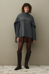 Saç Örgü Atkılı Kazak Antrasit