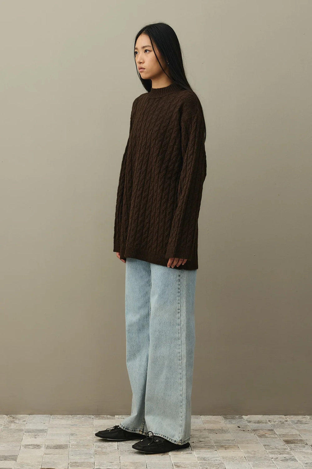 Knitted Scarf Sweater Brown