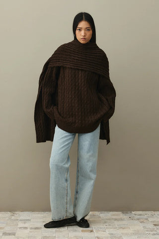 Knitted Scarf Sweater Brown