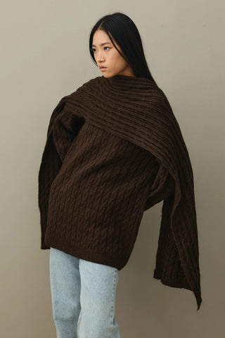Knitted Scarf Sweater Brown