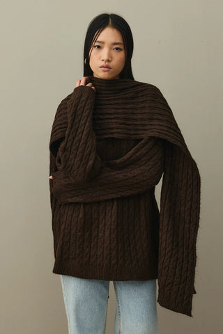 Knitted Scarf Sweater Brown