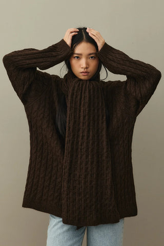 Knitted Scarf Sweater Brown