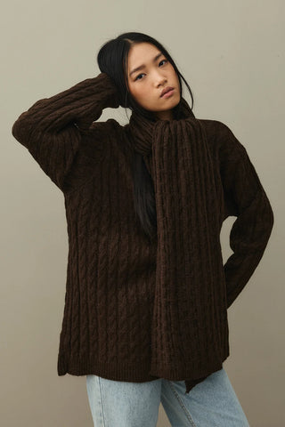 Knitted Scarf Sweater Brown