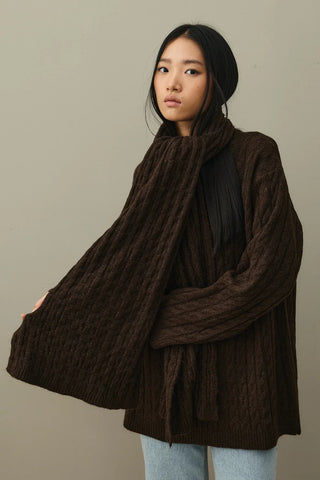 Knitted Scarf Sweater Brown