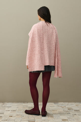 Saç Örgü Atkılı Kazak Pembe