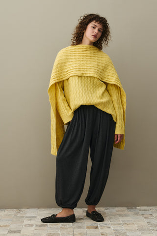 Saç Örgü Atkılı Kazak Sarı