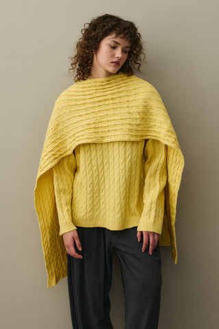 Saç Örgü Atkılı Kazak Sarı