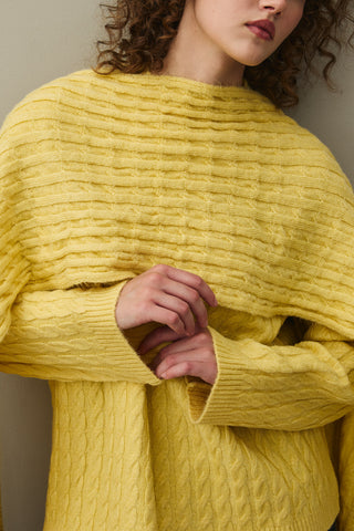 Saç Örgü Atkılı Kazak Sarı