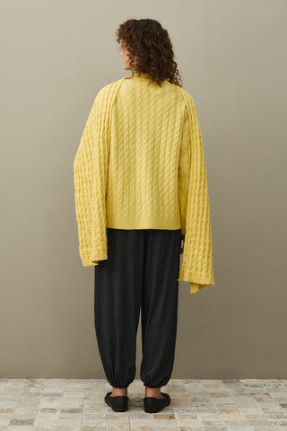 Saç Örgü Atkılı Kazak Sarı