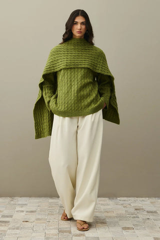 Hair Knitted Scarf Sweater Oil Green