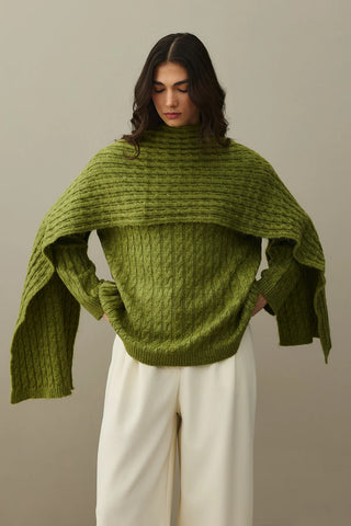 Hair Knitted Scarf Sweater Oil Green