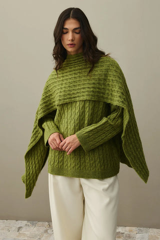 Hair Knitted Scarf Sweater Oil Green