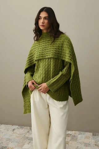 Hair Knitted Scarf Sweater Oil Green