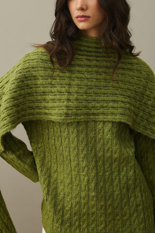 Hair Knitted Scarf Sweater Oil Green