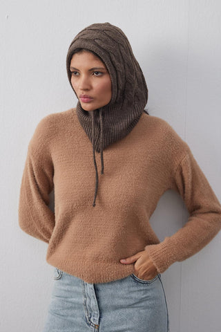 Saç Örgü Bere Kahverengi