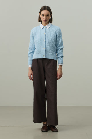 Saç Örgü Crop Hırka Bebe Mavisi