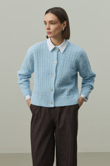 Saç Örgü Crop Hırka Bebe Mavisi