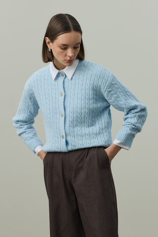 Saç Örgü Crop Hırka Bebe Mavisi