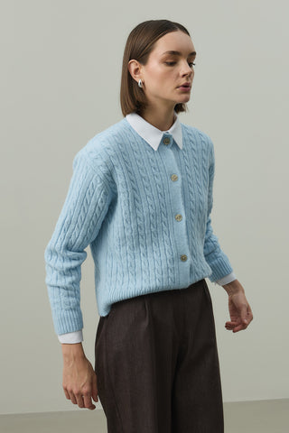 Saç Örgü Crop Hırka Bebe Mavisi