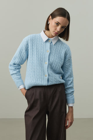 Saç Örgü Crop Hırka Bebe Mavisi