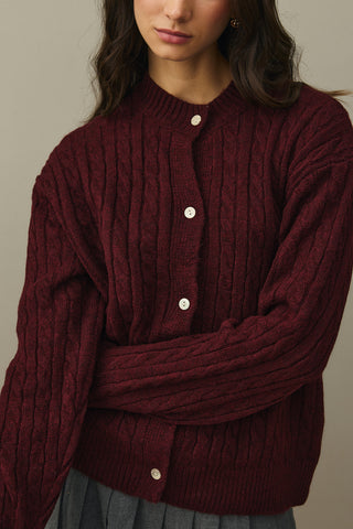 Saç Örgü Crop Hırka Bordo
