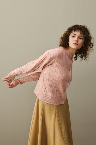 Saç Örgü Crop Hırka Pembe