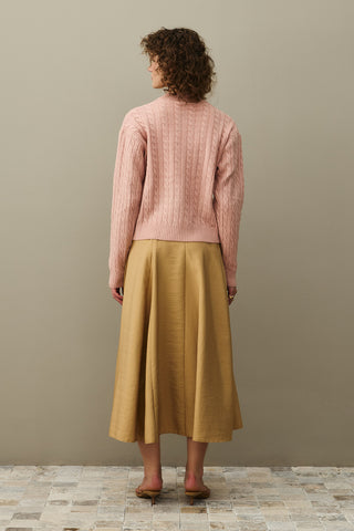 Saç Örgü Crop Hırka Pembe