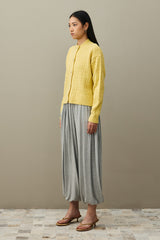 Saç Örgü Crop Hırka Sarı