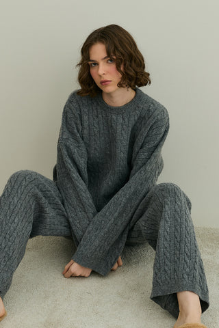 Saç Örgü Triko Takım Antrasit