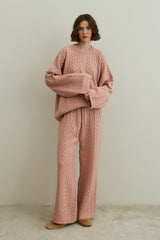 Saç Örgü Triko Takım Pembe