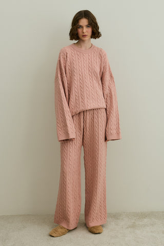 Saç Örgü Triko Takım Pembe
