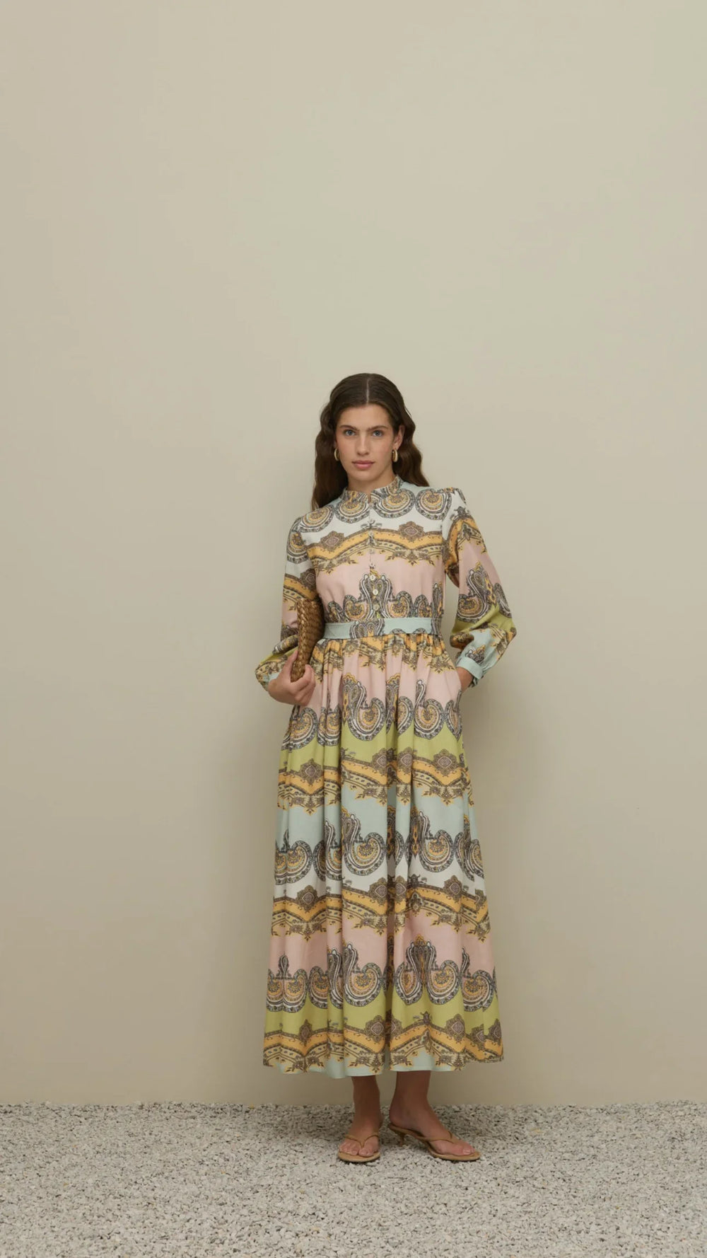 Shawl Pattern Britli Dress Beige