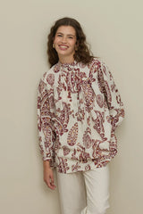 Şal Desen Britli Gömlek Bordo