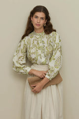 Şal Desen Britli Gömlek Yağ Yeşili