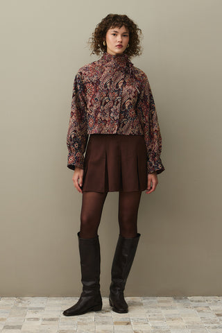 Shawl Pattern Wide Tie Jacket Burgundy